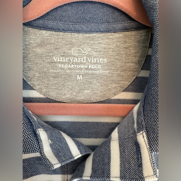 Men’s Vineyard Vines Edgartown Blue Striped Polo, Medium - Picture 2 of 5